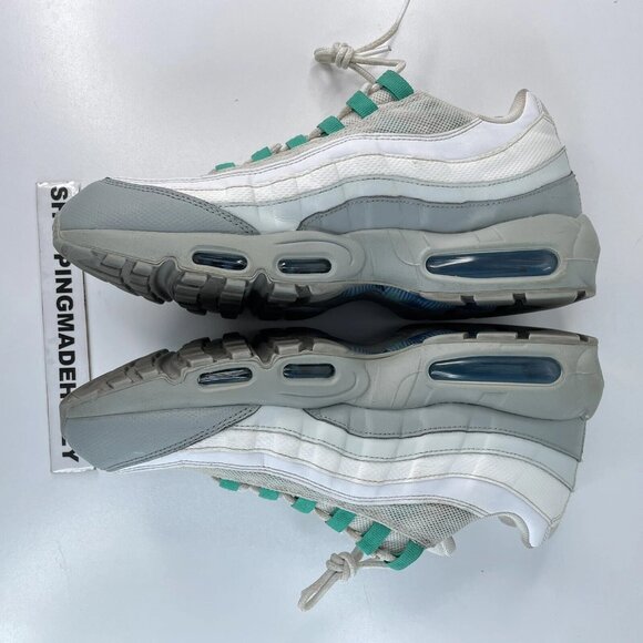 [US 11.5] NIKE AIR MAX 95 Essential Clear Emerald Running Shoes White Teal - Picture 10 of 12
